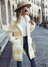 New Plaid Print Suit Collar Single Breasted Plush Long Coat